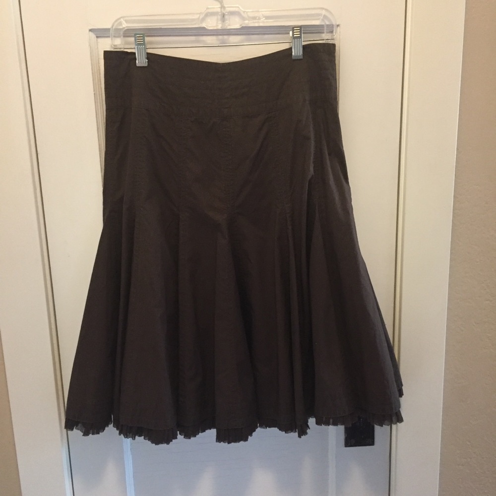 CAbi Brown Flared Knee-Length Skirt  2